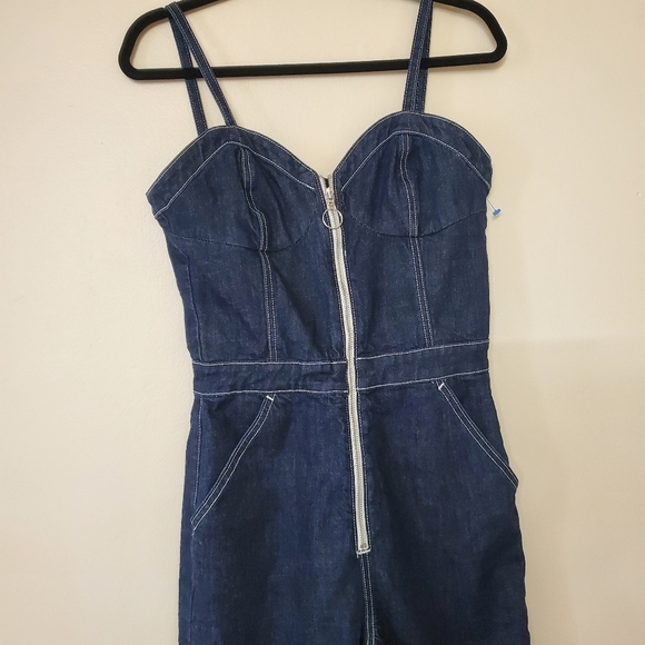 Taylor Hill x Joe's Jeans  Jumpsuit Women M Wide Leg Denim Sweetheart Neckline - Picture 10 of 12